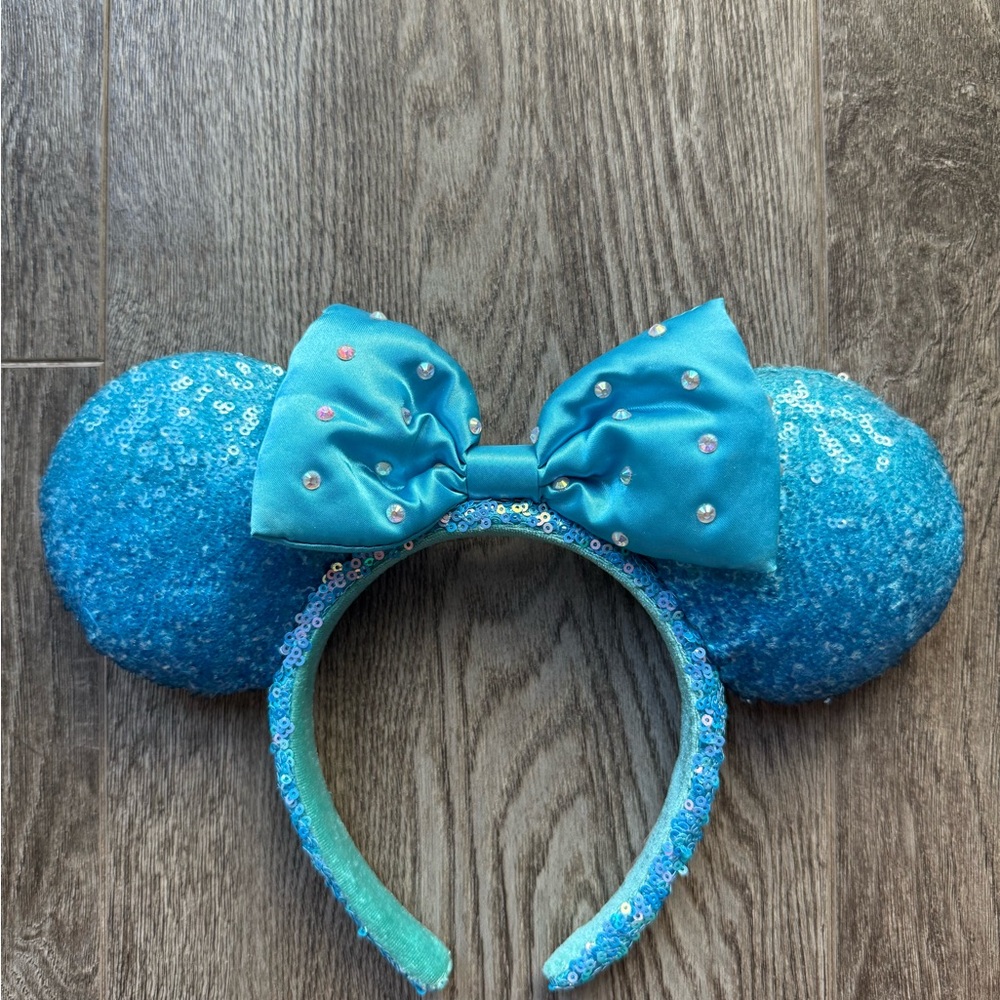 Disney Blue Sequin Ears with Bow